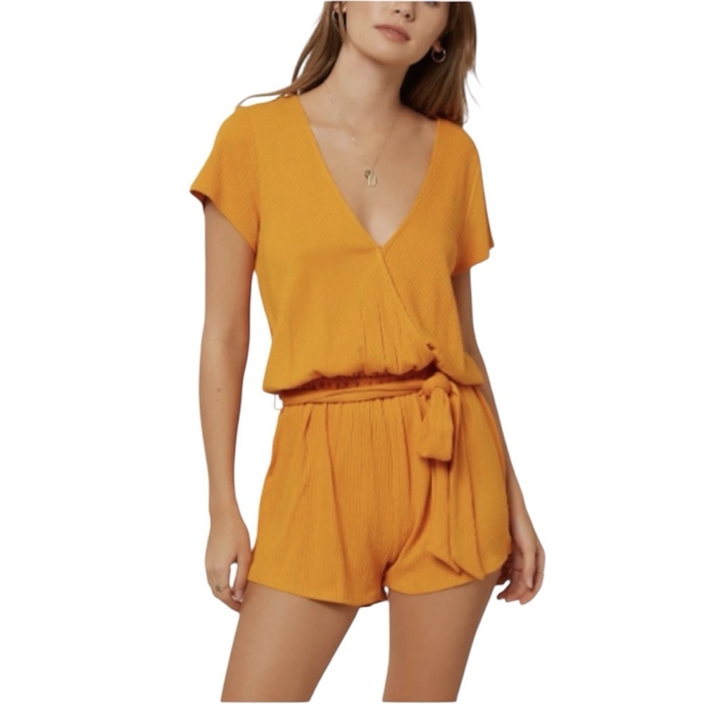 ❤️ ONEIL Women's Robyn Romper in Orange Ribbed Romper Size XS